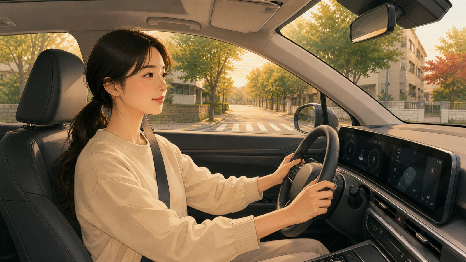 수원 여성 운전자 방문운전연수 일러스트